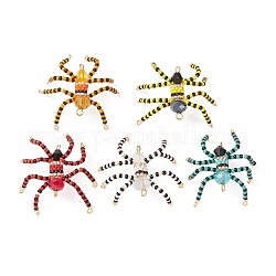 Cuentas de semillas hechas a mano, patrón de telar, colgante de araña 3d, tema de halloween, color mezclado, 39x39x8mm, agujero: 2 mm