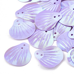 Accessoires ornement, paillette en plastique / perles paillettes, de couleur plaquée ab , coquille, lilas, 19x17.5x1mm, Trou: 1.5mm, environ 4500 pcs/500 g