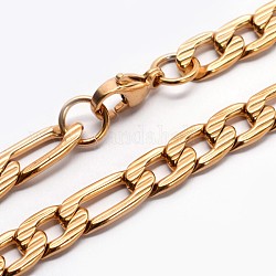 304 из нержавеющей стали Фигаро цепи ожерелья, с карабин-лобстерами , золотые, 23.6 дюйм (59.9 см)