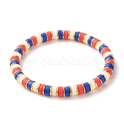 Bracciali elasticizzati fatti a mano in perle di argilla polimerica, braccialetto da surf con perline sintetiche di ematite da donna, rosso, diametro interno: 2-1/4 pollice (5.6 cm)
