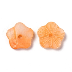 Natural Freshwater Shell Beads, Dyed, Flower, Orange, 10x10.5x2mm, Hole: 1.2mm