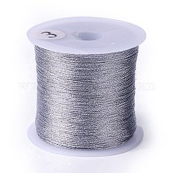 3-Ply Metallic Thread, for Jewelry Making and Embroidery, Round, Silver, 0.2mm, about 109.36 Yards(100m)/Roll
