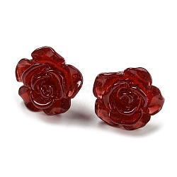 Серьги-пусеты из смолы с цветком розы и 316 булавкой из нержавеющей стали, темно-красный, 12~12.5x12~12.5 мм