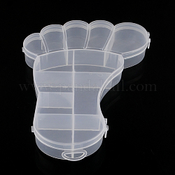 Des conteneurs de stockage de perles pieds en plastique, 10 compartiments, clair, 22x15x2.5 cm