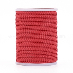 Cordon rond en polyester ciré, cordon ciré taiwan, cordon torsadé, rouge, 1mm, environ 12.02 yards (11 m)/rouleau