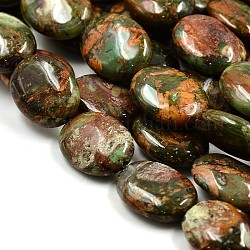 Brins de perles de pierres précieuses de jaspe naturel, ovale, 20x15x6~7mm, Trou: 1mm, Environ 20 pcs/chapelet, 15.75 pouce