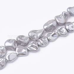 Shell-Perle Perle Stränge, Klumpen, Silber, 13~27x12~23x6~21 mm, Bohrung: 1 mm, ca. 18~24 Stk. / Strang, 14.96 Zoll ~ 16.14 Zoll