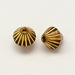 Plating Transparent Acrylic Bicone Beads, Gold Metal Enlaced, Saddle Brown, 8x8mm, Hole: 2mm, about 2600pcs/500g