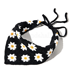 Wollstirnband mit Blumenmuster, breiter Haarschmuck für Frauen, Schwarz, fit für 540~600mm