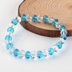 Abacus facettes bracelets en perles de verre extensibles, bleu profond du ciel, 54mm