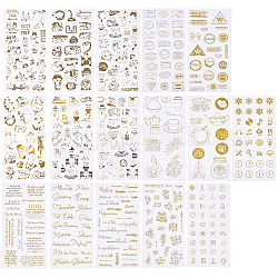 SUNNYCLUE 16 Sheets Resin Supplies Kit Resin Stickers Transparent Decorate Stickers with Holographic Clear Film for Resin Craft DIY Jewelry in Assorted Shapes, Golden