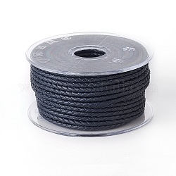 編み紐  革のアクセサリーコード  ジュエリーDIY製版材料  ミッドナイトブルー  3mm  約5.46ヤード（5m）/ロール