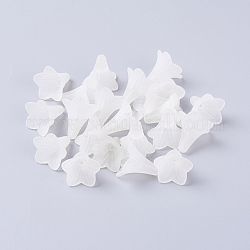 Coupelles de fleur en acrylique mat, blanc, longueur d'environ 21 mm ,  largeur de 23 mm, Trou: 1.5mm