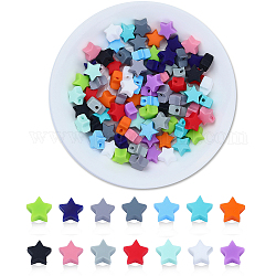 Chgcraft, 84 Uds., 14 colores, cuentas de estrella de silicona, forma de mini estrella, cuentas sueltas, cuentas espaciadoras suaves y coloridas para diy, pulsera, collar, fabricación de joyas, 13x14x8mm