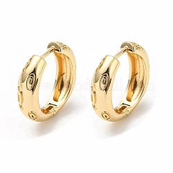 Brass Hoop Earrings, Horse Eye, Light Gold, 22x6mm