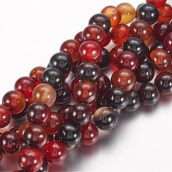 Natural Agate Beads Strands, Dyed, Round, Dark Red, 8mm, Hole: 1mm