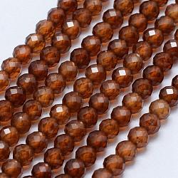 Chapelets de perles de grenat naturel, teints et chauffée, facette, ronde, 3~3.5mm, Trou: 0.5mm, Environ 130~138 pcs/chapelet, 15.7 pouce (40 cm)