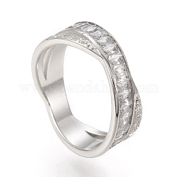 304 in acciaio inox criss anelli incrociati, doppi anelli, x anelli, con chiaro zirconi, colore acciaio inossidabile, formato 6~9, diametro interno: 16~19mm