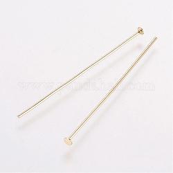 Rack Plating Brass Flat Head Pins, Long-Lasting Plated, Electroplated, Golden, 35x0.8mm, 20 Gauge, Head: 1.8mm