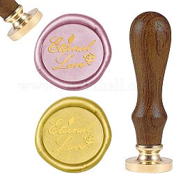 Scrapbook diy, timbro di sigillo di ottone e set di maniglie in legno, modello a tema matrimonio, 83x22mm, testa: 7.5 mm, francobolli: 25x14.5 mm