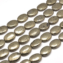 Perle ovali pirite naturale fili, 18x13x6mm, Foro: 1 mm, circa 22pcs/filo, 15.7 pollice