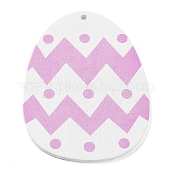 Easter Theme Single Face Printed Wood Pendants, Easter Charms, Egg, 79.5x59x2.5mm, Hole: 3mm