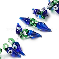 Handgemachte Glasperlen-Strang, Träne mit bösem Blick, Blau, 30x10x11 mm, Bohrung: 5x4 mm, ca. 20 Stk. / Strang, 8.66 Zoll (22 cm)