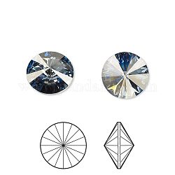 Austrian Crystal Rhinestone Cabochons, 1122, Rivoli Chaton, Faceted, Foil Back, 001 BLSH_Crystal Blue Shade, 8.164~8.421mm