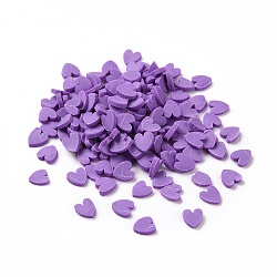 手作り樹脂クレイカボション  ハート  青紫色  5x4.5x0.8mm  約76923個/1000g
