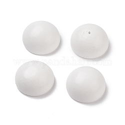 Spray Painted Wood Cabochons, Half Round, White, 30x15~15.5mm