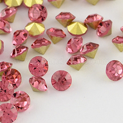 Diamante de imitación de cristal en punta, espalda plateada, diamante, rosa, 8~8.3 mm, 144 aproximamente PC / bruto