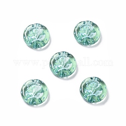 Perles acryliques transparentes, métal enlacée, plat rond avec motif floral, aigue-marine moyenne, 17.5~18x5~5.5mm, Trou: 1.8mm, environ 399 pcs/500 g