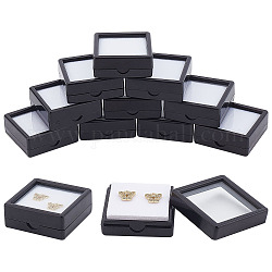 BENECREAT 10 Pack Black Gemstone Display Box, 1.63x1.63x0.63inch Diamond Storage Show Container with Clear Top Lids for Gems, Coins, Jewelry Packing