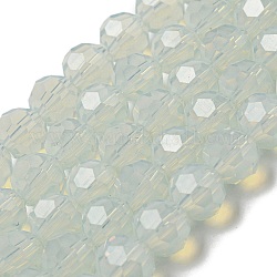 Supporti per perle di vetro imitazione giada, sfaccettato, tondo, chiaro, 8mm, Foro: 1 mm, circa 72pcs/filo, 20.67'' (52.5 cm)