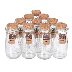 BENECREAT 10 Pack 100ml Glass Favor Jars with Cork Lids, Tags and Strings Glass Milk Bottle-Shaped Jars for Home Party Candy Pudding Snacks Favor Storage Decoration