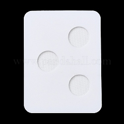 3-Hole Acrylic Pearl Display Board Loose Beads Paste Board, with Adhesive Back, White, Rectangle, 5.95x4.45x0.1cm, Inner Size: 1.2cm in diameter