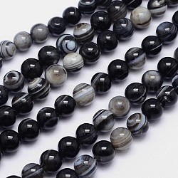 Gefärbte Dzi-Perlen mit gebändertem Auge im tibetischen Stil, natürliche Achat runde Perle Stränge, 8 mm, Bohrung: 1 mm, ca. 50 Stk. / Strang, 15.5 Zoll