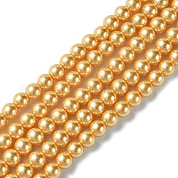 Fili di perle rotonde di perle di vetro tinto ecologico, grado a, cavetto in cotone filettato, arancione, 6mm, Foro: 0.7~1.1 mm, circa 72pcs/filo, 15 pollice