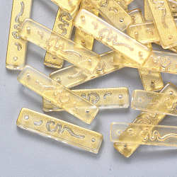 Transparente Spritzglasverbindungen, mit Glitzerpulver, Rechteck, golden, 30x7x3 mm, Bohrung: 1.2 mm
