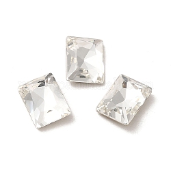 Cabujones de cristal de rhinestone, punta trasera y trasera plateada, facetados, Rectángulo, cristal, 8x6x2.8mm