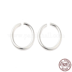 925 anello di salto aperto in argento sterling, ovale, argento, 11x9x1.2mm, diametro interno: 7x9mm, circa 33pcs/10g
