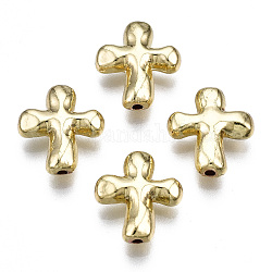 Gestell Legierung Perlen, cadmiumfrei und bleifrei, Kreuz, Licht Gold, 13.5x12x4 mm, Bohrung: 1.2 mm