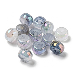Perle acrylique, de couleur plaquée ab , rondelle, bleu marine, 8x5mm, Trou: 1.6mm