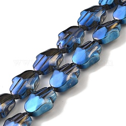 Trasparenti perle di vetro placca fili, arcobaleno placcato, mano hamsa, Blue Steel, 17.8x13.5x7.5mm, Foro: 1.3 mm, circa 40pcs/filo, 27.95 pollice (71 cm)
