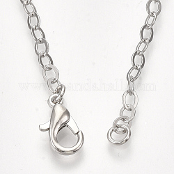 Латунные кабельные цепи ожерелья, с карабин-лобстерами , платина, 32 дюйм (81.5 см)