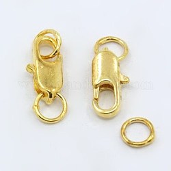 Brass Lobster Claw Clasps, Cadmium Free & Lead Free, Golden, 16x6mm, Hole: 2.5mm