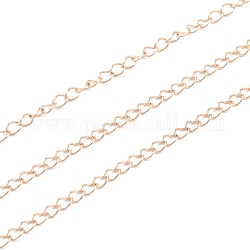 Vacuum Plating 304 Stainless Steel Curb Chain, Soldered, with Spool,, Rose Gold, 4x3x0.5mm, 82 Feet(25m)/roll
