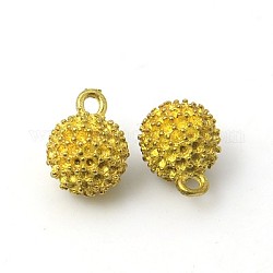 Brass Pendant Cabochon Settings, Round, Golden, about 8mm in diameter, hole: 1.5mm