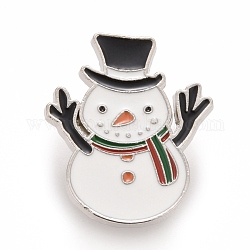 Pin de esmalte de muñeco de nieve de navidad, insignia de aleación para ropa de mochila, Platino, negro, 27.5x23x1.7mm