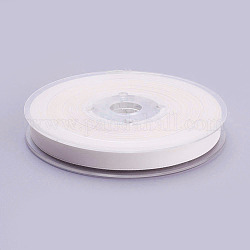 Ruban de satin mat double face, Ruban de satin de polyester, floral blanc, (3/8 pouce) 9 mm, 100yards / roll (91.44m / roll)